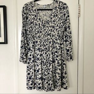 Smocked Floral Long Sleeve Dress